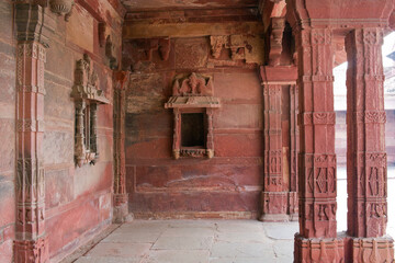 Agra, Uttar Pradesh / India - February 7, 2012 : An architectural interior view of the Jodhabai palace in Fatehpur Sikri, Agra. © Shyamal