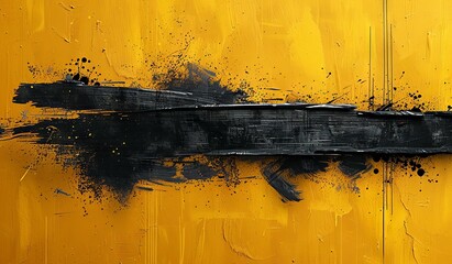 a yellow background with black strokes, in the style of dark compositions, striped compositions, bold graphic style, layered brushstrokes. Generative AI