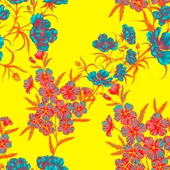 Keuken spatwand met foto Watercolor seamless pattern with garden flowers. Vintage spring or summer floral pattern. Flower seamless pattern. Botanical art. Wedding floral set. Watercolor botanical design.  © Natallia Novik