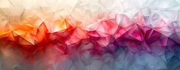 abstract colorful background with triangles and triangles, in the style of molecular structures, light gray and light crimson, white background. Generative AI - obrazy, fototapety, plakaty