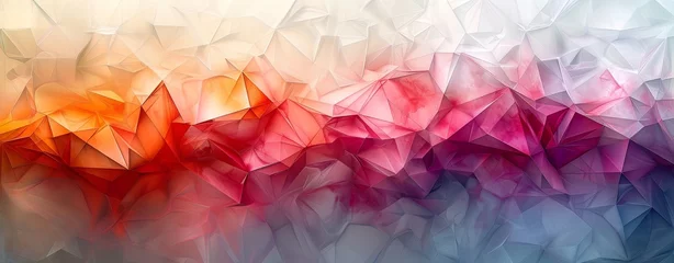 Deurstickers abstract colorful background with triangles and triangles, in the style of molecular structures, light gray and light crimson, white background. Generative AI © Skiffcha