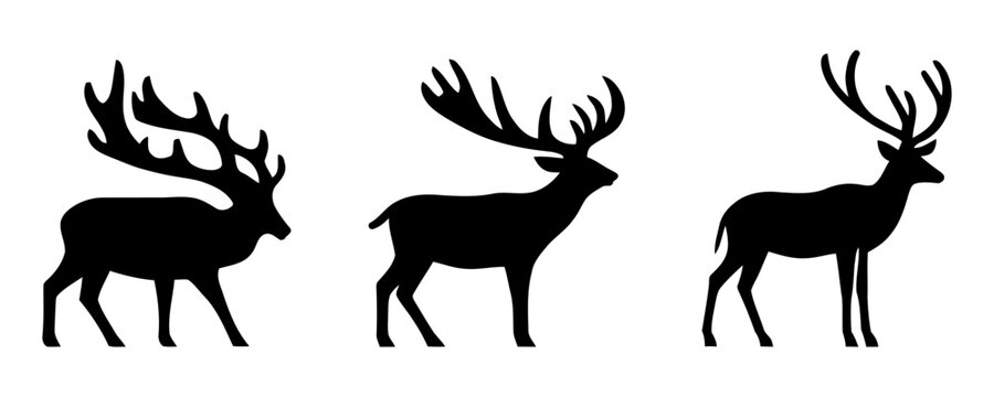 Set Deer collection - vector silhouette
