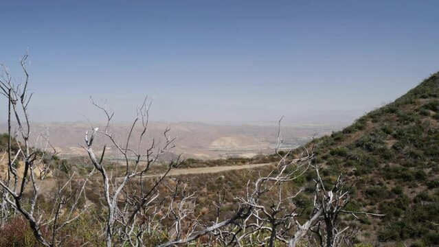 High desert valley road by motorcycle on a windy day near ortega highway and lake elsinore southern california