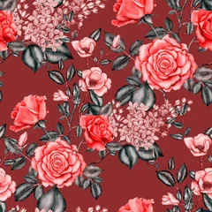 Rugzak Watercolor seamless pattern with garden flowers. Vintage spring or summer floral pattern. Flower seamless pattern. Botanical art. Wedding floral set. Watercolor botanical design.  © Natallia Novik