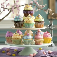 Easter colorful mini cupcakes with sprinkles - 744234534