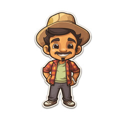 Vector illustration of a sticker feautiring a cheerful cartoon man with a thick moustache