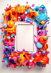 Vibrant Abstract Fluid Wave Splash Picture Frame.