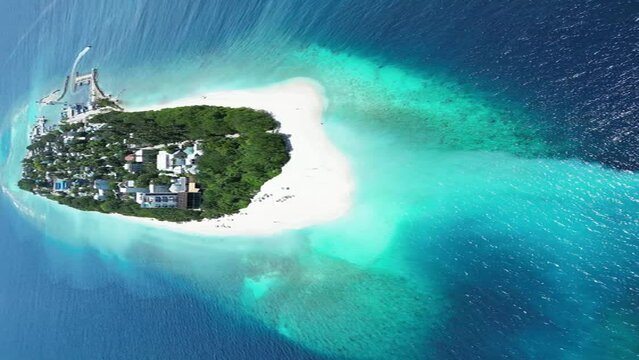 Drone footage over Ukulhas Island in Maldives