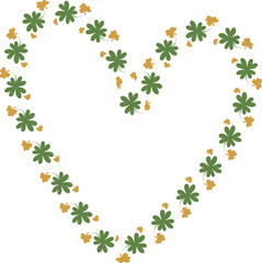 Clover Leaves Heart Shaped Border Frame St Patricks Day - obrazy, fototapety, plakaty