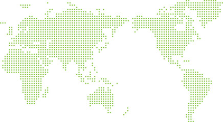 緑のドットの世界地図（日本中心）