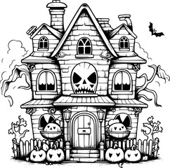 Fototapeta premium Digital illustration of a simple haunted Halloween house