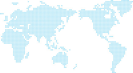 青のドットの世界地図（日本中心）