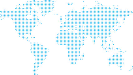 Naklejka premium 青のドットの世界地図