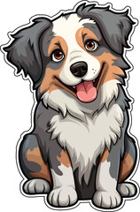 Illustration of an adorable Australian Shepherd with a white background