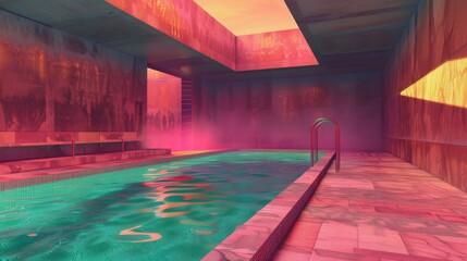 Vaporwave Liminal Space Pool