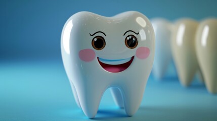animation of a tooth, with a smile, concept of good oral health generative ai