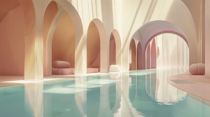 Obraz na płótnie Canvas Soft Light Indoor Liminal Space Pool