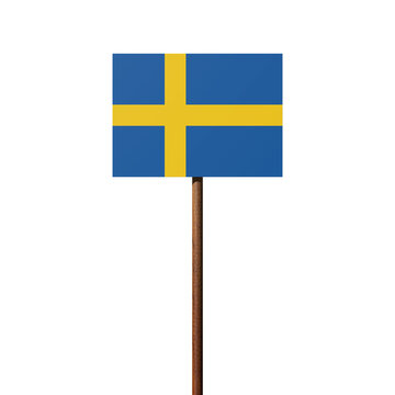 Schild mit der schwedischen Flagge