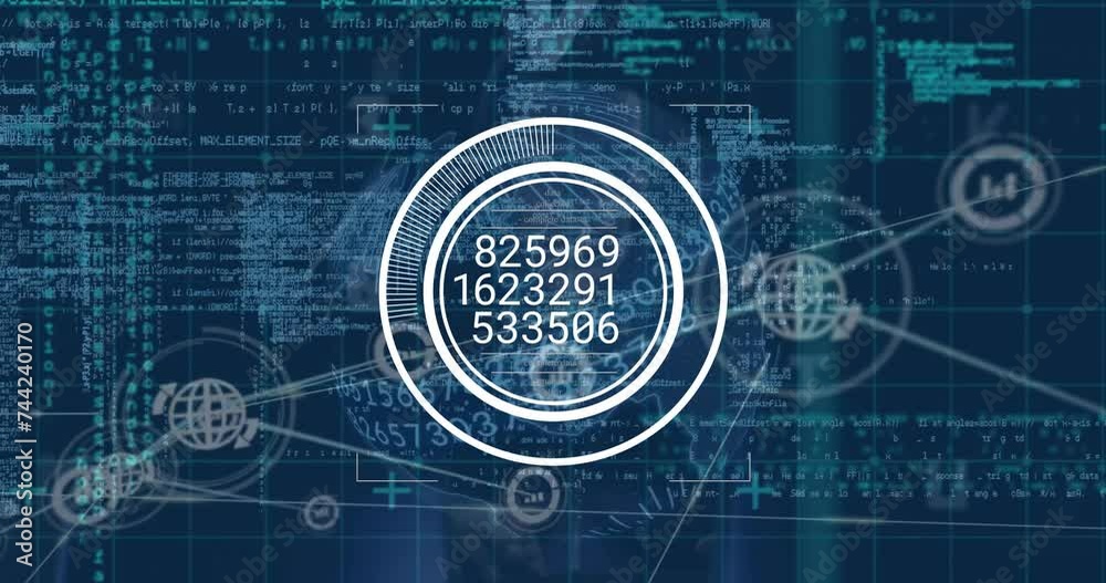 Poster animation of digital data processing over computer servers