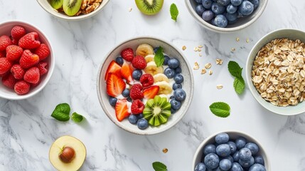 healthy breakfast with fresh fruits and oatmeal generative ai