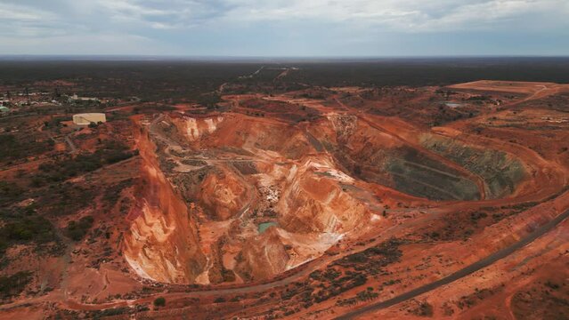 aerial view over a mine pit in Kalgoorlie Boulder, australian mining city in Western Australia
