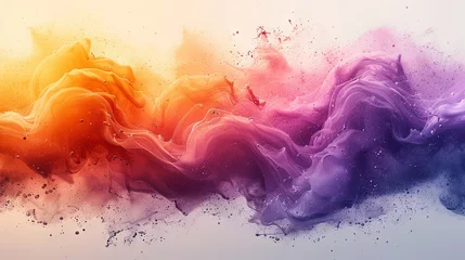 Fotobehang colorful paint splatter on a background, in the style of light yellow and dark violet, enchanting watercolors, abstraction. Generative AI © Skiffcha
