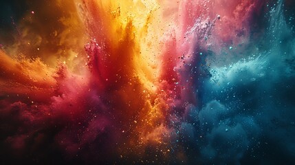 Fototapeta premium colorful paint splatter on a background, in the style of light yellow and dark violet, enchanting watercolors, abstraction. Generative AI