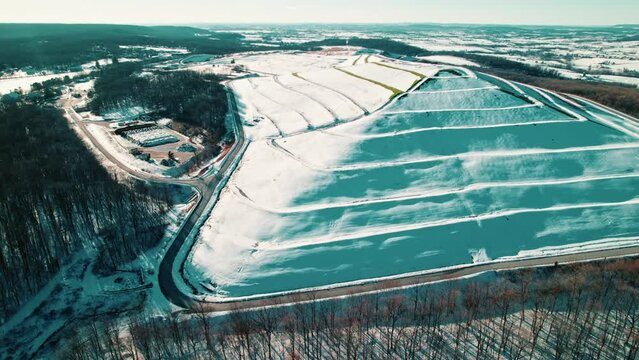 Orbiting aerial of Lanchester Landfill, waste management service in Navon, Pennsylvania, USA.