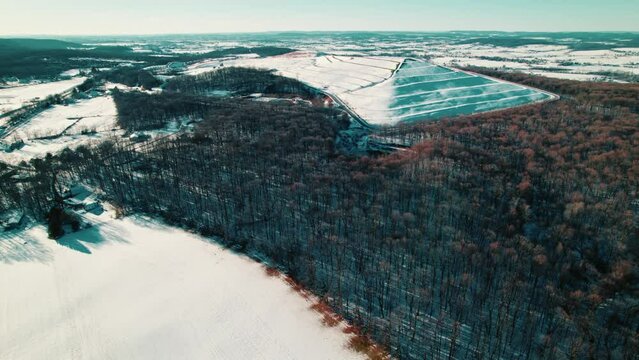 Winter Overlook of Narvon's Landfill: Managing Material Disposal. Pennsylvania, USA