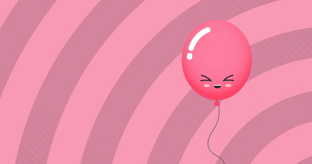 Image of pink balloon flying over pink background