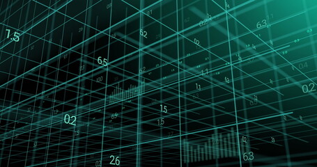 Image of graphs and data processing over 3d grid