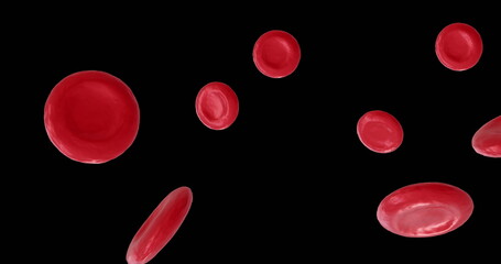Image of micro of red blood cells on black background