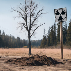 radiation warning sign on the ground