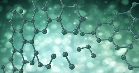 Image of 3d micro of molecules on green background