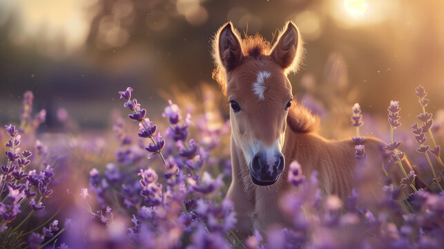 horse in the lavendels