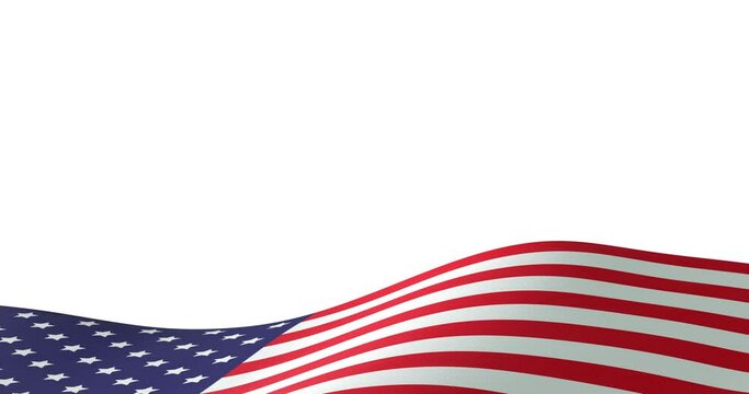Animation of waving united states of america flag, bottom with white copy space above