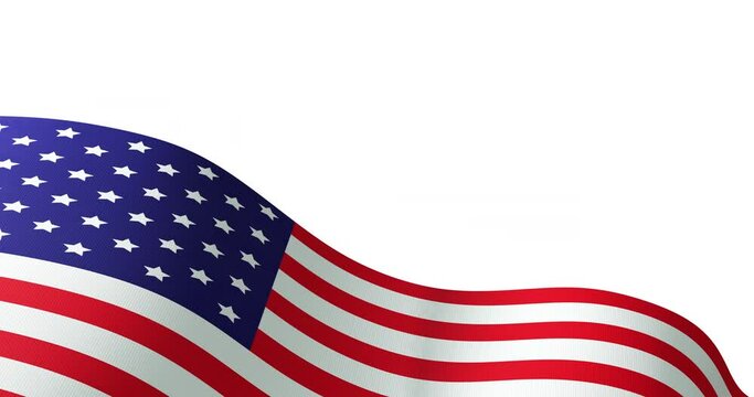 Animation of waving united states of america flag, diagonal with white copy space above