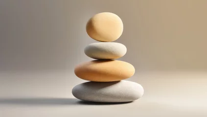 Fotobehang Stack of zen stones on beige background. © Darcraft