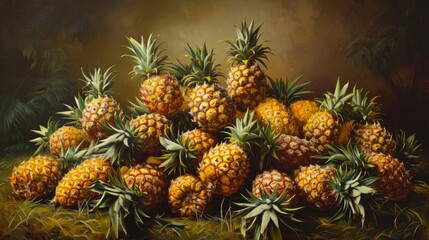 Fototapeta premium Pile on pineapples generative ai