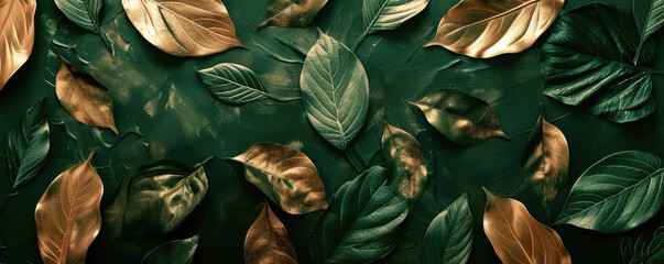 green and gold leaves background 