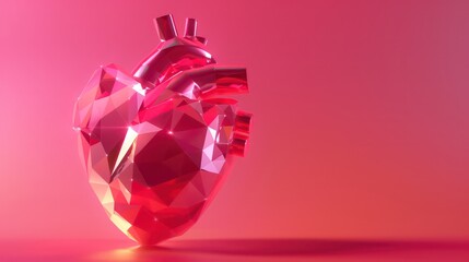 polygonal art of human heart design. faceted low-poly geometry effect. Abstract anatomy organ. illustration isolated