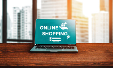 Online shopping and Internet Money Payment Transaction Technology. Modern graphic interface showing...