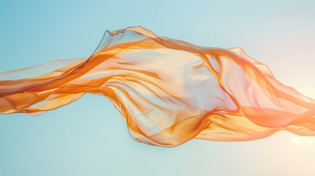 Orange fabric flowing in the breeze