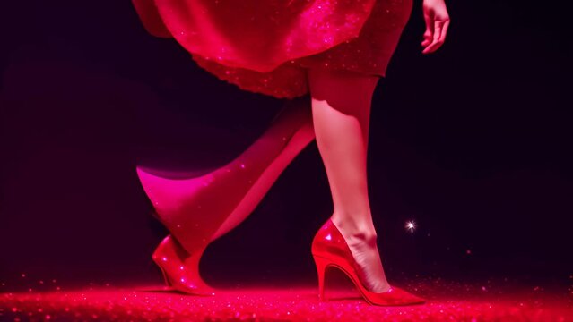Woman in Red Dress and High Heels Generative AI