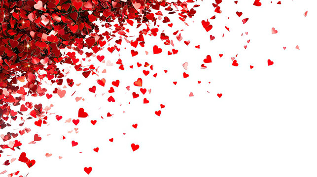 Red Hearts Confetti Background for Valentine or Celebration