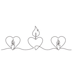 A simple minimal heart candle line art concept, done as line art continous