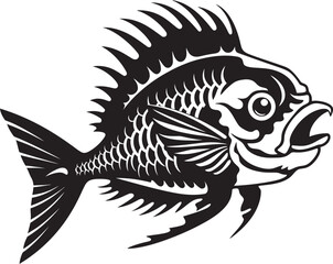 Tropical River Treasures Black Vector Fish Design Swimming in Style Vector Tropical River Fish