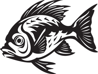 Riverine Royalty Vector Tropical River Fish Graphics Aquatic Artistry Black Vector Fish Clip Art