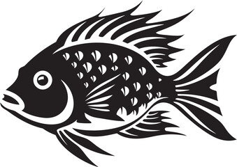 Underwater Ink Vector Tropical River Fish Silhouettes Marine Minimalism Black Vector Fish Icons