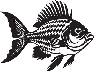 Coastal Charm Black Vector Fish Designs Marine Magic Tropical River Fish Vector Illustrations